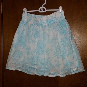 Light blue and white midi circle skirt